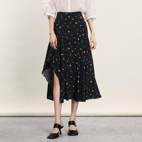 谜底花色半身裙2024夏款复古文艺亲肤不规则中长款半裙242MB0718