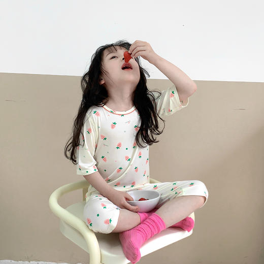 【优美好看，时尚秀气！】儿童睡衣夏季薄款雅赛尔男孩七分袖，花边宝宝空调服女童家居服套装！ 商品图5