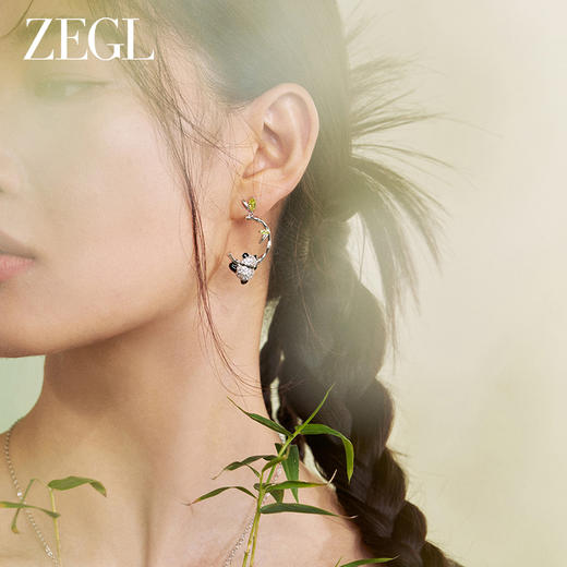 ZEGL设计师竹韵系列小熊猫竹节耳环女2024新款爆款耳钉竹子耳饰品 商品图2