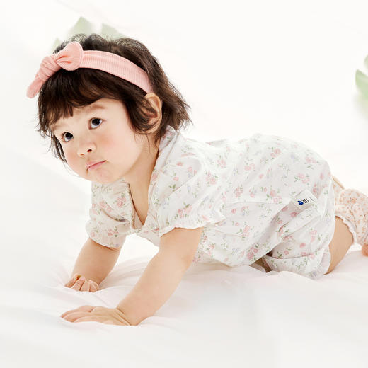 迷你巴拉夏季新款女童轻薄透气纯棉连体衣宝宝亲肤碎花爬服 商品图2