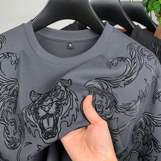 【丝光棉】【新款DPF】大依优型大码短袖T恤圆领加肥加大男装大号大码上衣男士休闲半袖夏季 商品图2