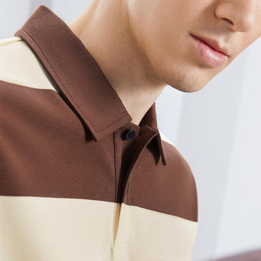 【特价】柒牌男士polo衫短袖2024夏季新款时尚休闲撞色条纹中青年翻领T恤	126T73440 商品图2