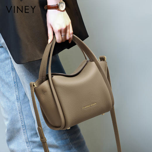 小托特包 | VINEY含牛皮斜挎菜篮子水桶轻奢大容量手提小包V90627 商品图10
