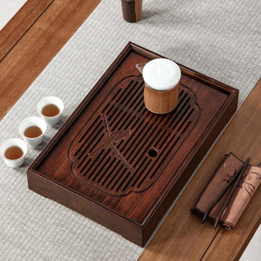 祥福燕喜茶盘 现代纯天然高端电木家用储水干泡台茶台托盘茶海茶几 商品图1