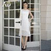 AD夏季白色连衣裙女高端法式荷叶边显瘦背心裙透视雪纺接拼鱼尾裙 商品缩略图1