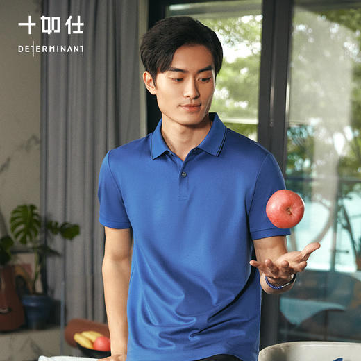 十如仕100%新疆棉吸湿速干微肌理提花镶边短袖POLO-P22-01 商品图8