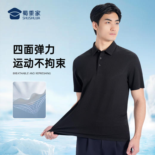 【竹节气泡冰丝凉感短袖polo衫/清仓】通勤弹力短袖T恤 休闲冰感上衣POLO衫L003 商品图5