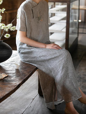 牧衣游原创 炒色棉麻半裙女夏新款轻薄复古气质半身裙百搭 闲点茶