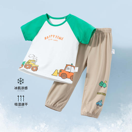 贝贝怡童装儿童短袖套装2024新款夏季薄款男童衣服上衣裤子两件套ZB2DT022 商品图0