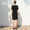 送腰带！限时抢购AD法式减龄大方领西装裙2024夏季新款泡泡纱短袖连衣裙黑色职业装 商品缩略图4