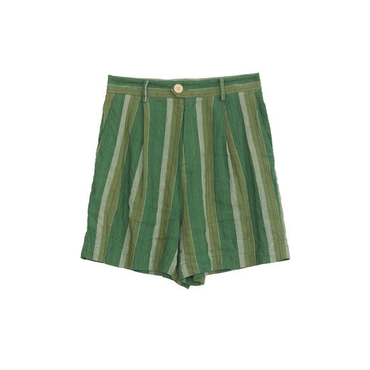 谜底H型直筒短裤女2024年夏季新品复古条纹亚麻透气裤子242MK0665 商品图4