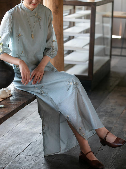 牧衣游原创 机绣丝棉半裙女夏新款轻盈柔软百搭半身裙显瘦 久客 商品图0