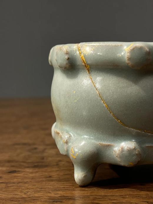 龙泉窑粉青釉鼓型三足炉，顺丰包邮 商品图1