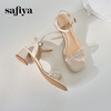 Safiya/索菲娅2024夏仙女风水钻粗跟一字带凉鞋 SF42115402 商品缩略图6