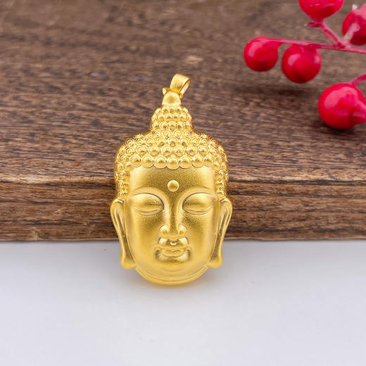 【限时克减150元】足金999.9 古法空心福字佛头吊坠(ANWZGFDZ00160-3)（预售产品下单后不退款不退货不换货不补差价） 商品图0