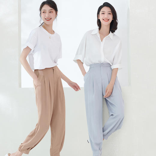 IN AND ON 垂顺显瘦露脚裸休闲裤 21142 商品图2