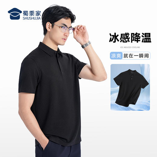 【竹节气泡冰丝凉感短袖polo衫/清仓】通勤弹力短袖T恤 休闲冰感上衣POLO衫L003 商品图2
