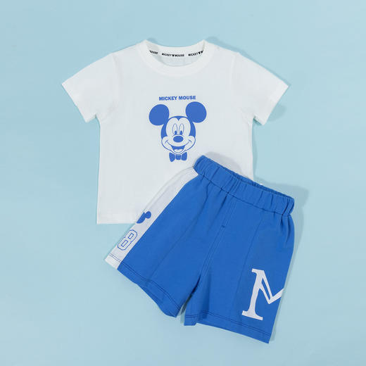 迪士尼经典米奇24夏款男童短袖套装纯棉舒适透气短袖短裤两件套ZD2DT004 商品图1