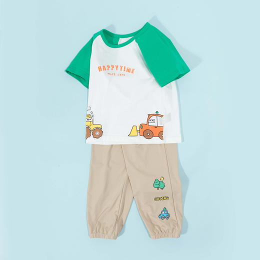 贝贝怡童装儿童短袖套装2024新款夏季薄款男童衣服上衣裤子两件套ZB2DT022 商品图2