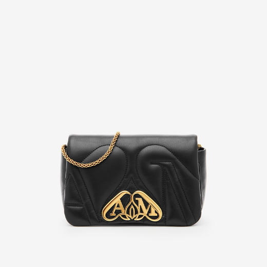 ALEXANDER MCQUEEN 亚历山大.麦昆 女士绗缝皮革 Seal 迷你单肩包 黑色 777011 1BLE1 1000 商品图0