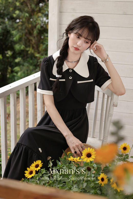 鹿向南「花想容」法式气质吊带连衣裙女年 L35328 商品图5