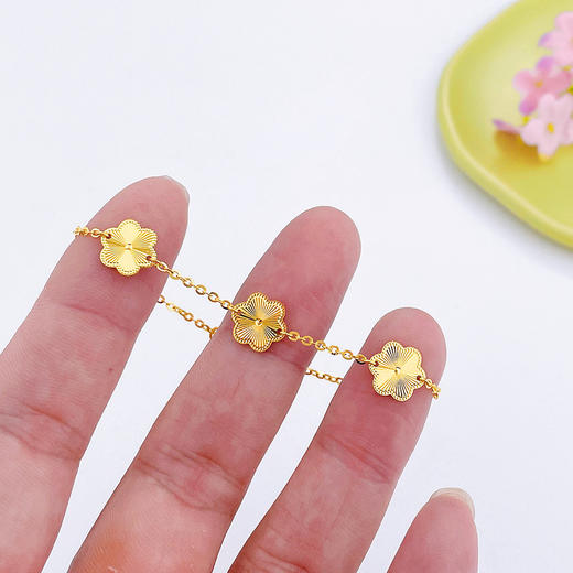 【限时克减150元】足金999.99 【精品】五9黄金调节六花手链车花六叶花手链(ACSL00160)（预售产品下单后不退款不退货不换货不补差价）（预售产品下单后不退款不退货不换货不补差价） 商品图2