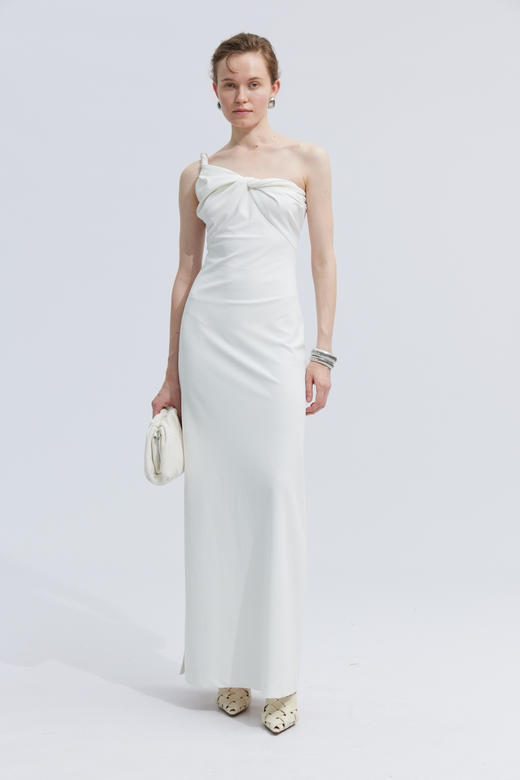 单肩纽结连衣裙 商品图0