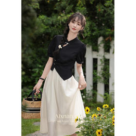 鹿向南「山云录」新中式假两件连衣裙L35331