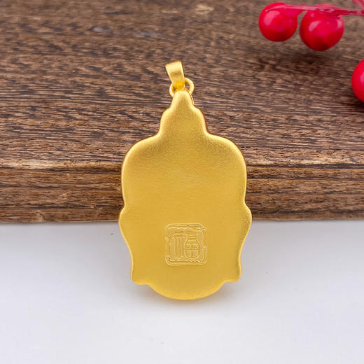 【限时克减150元】足金999.9 古法空心福字佛头吊坠(ANWZGFDZ00160-3)（预售产品下单后不退款不退货不换货不补差价） 商品图1