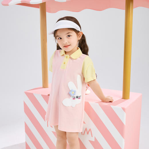 笛莎Deesha 女童连衣裙2024年新款POLO领连衣裙 商品图0