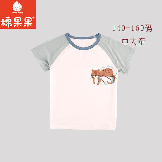 棉果果夏季新品5A抗菌纯棉140-160码男童套头T恤M211140224350 商品图0
