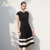 AD高级感拼色大裙摆伞裙2024新款圆领黑色赫本风连衣裙中长款气质 商品缩略图3