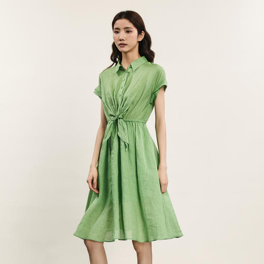 谜底连衣裙短袖女2024夏季新品通勤风设计感收腰中长裙242ML0705 商品图1