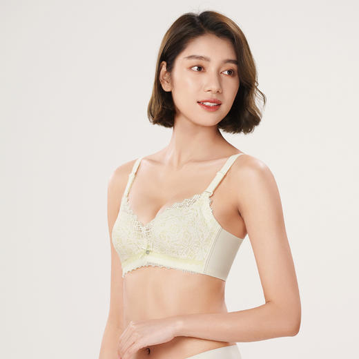 都市丽人自然舒适内衣女蕾丝文胸A杯适穿3/4杯加厚无钢圈四排扣LB41C1 商品图2