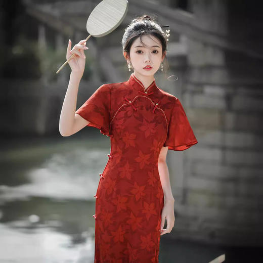 日常修身，高腰气质敬酒服改良旗袍XL-24109 商品图0