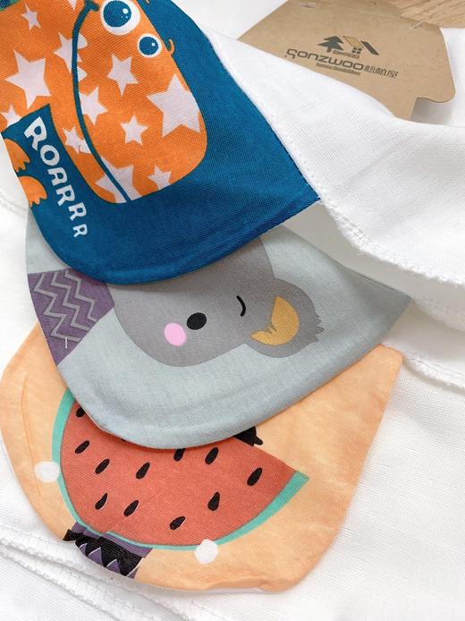 高密印花童巾吸汗巾3条装 婴幼儿童吸湿透气 卡通图案可爱耐看 商品图12