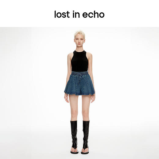 [断码]lost in echo设计师款V领拼接拉链外套橡筋穿绳插片花苞短裤套装 商品图2