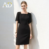 送腰带！限时抢购AD法式减龄大方领西装裙2024夏季新款泡泡纱短袖连衣裙黑色职业装 商品缩略图2