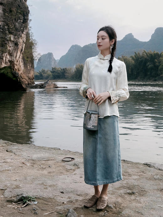 盛唐婧 |高腰牛仔中长款半裙[特价品] 商品图2