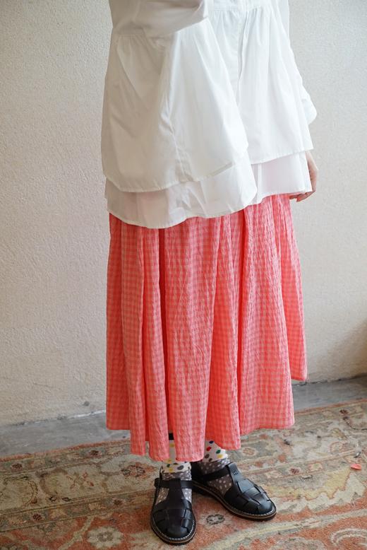 apuntob 粉红格纹弹性腰百褶裙半身裙 商品图13