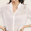 谜底V领白衬衫七分袖女2024夏季新品通勤风蝴蝶烧花衬衣242MC0579 商品缩略图3