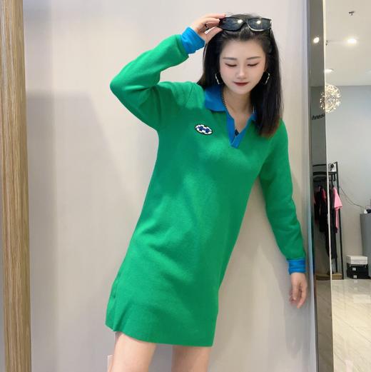 2JMZ撞色拼接修身针织长袖连衣裙20919（绿A）DT129 秋季 290943000028 商品图2