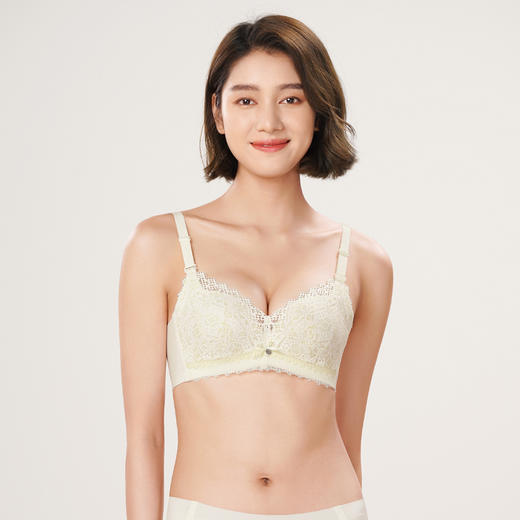 都市丽人自然舒适内衣女蕾丝文胸A杯适穿3/4杯加厚无钢圈四排扣LB41C1 商品图1