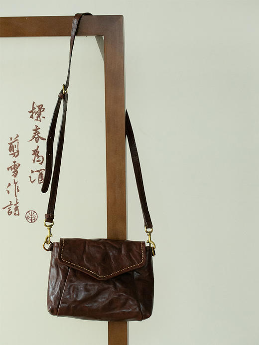 牧衣游 牛皮单肩包复古文艺 丹枫【不支持会员折】 商品图1