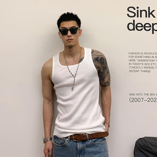 徐太浪男士汗背心纯色内搭打底健身训练运动坎肩夏季百搭无袖t恤 商品图1
