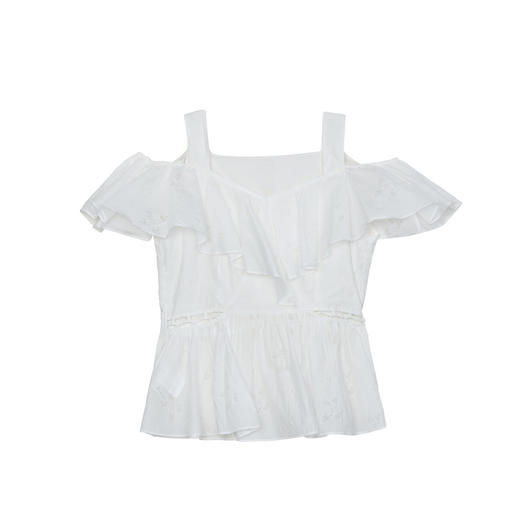 谜底露肩上衣短袖女2024年夏季新品浪漫少女感亲肤小衫242MS0667 商品图4