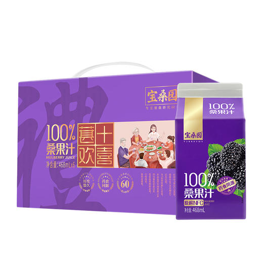 宝桑园 100%桑葚汁  468ml*6盒/箱 商品图2