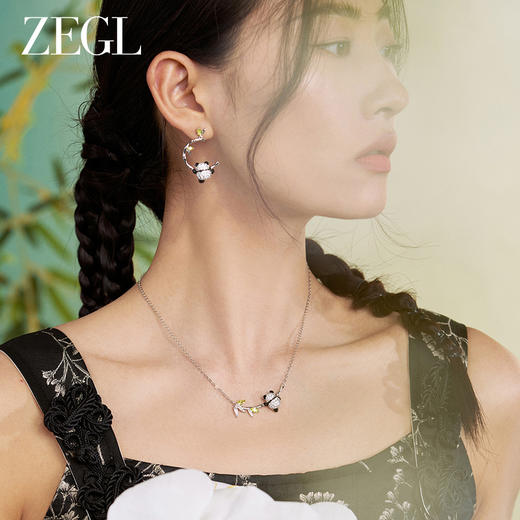 ZEGL设计师竹韵系列小熊猫竹节耳环女2024新款爆款耳钉竹子耳饰品 商品图1