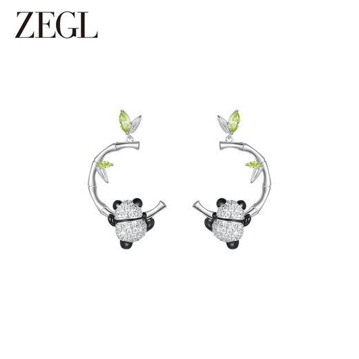 ZEGL设计师竹韵系列小熊猫竹节耳环女2024新款爆款耳钉竹子耳饰品 商品图4