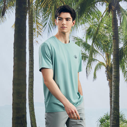 柒牌凉感短袖T恤男2024夏季新款户外休闲弹力舒适中青年圆领上衣	126T73320 商品图1